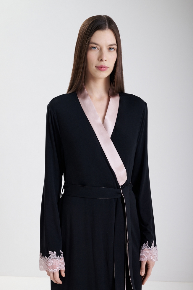  Женский короткий халат с кружевом  3