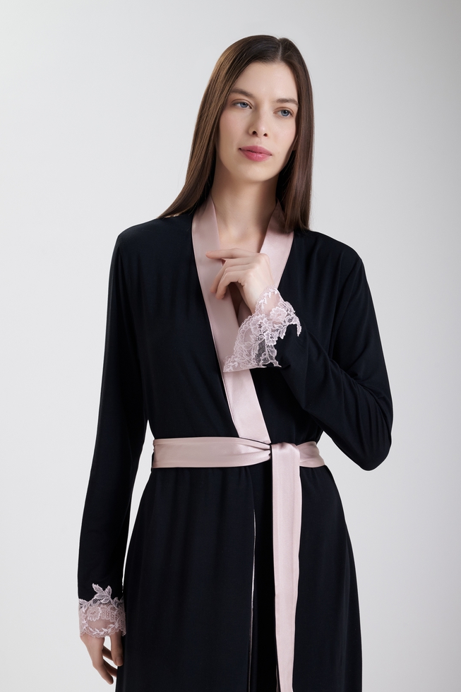 Женский короткий халат с кружевом  3