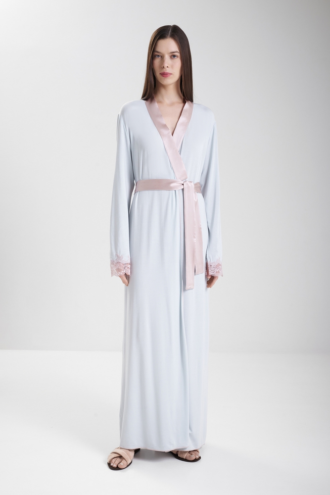  Женский длинный халат с кружевом  1