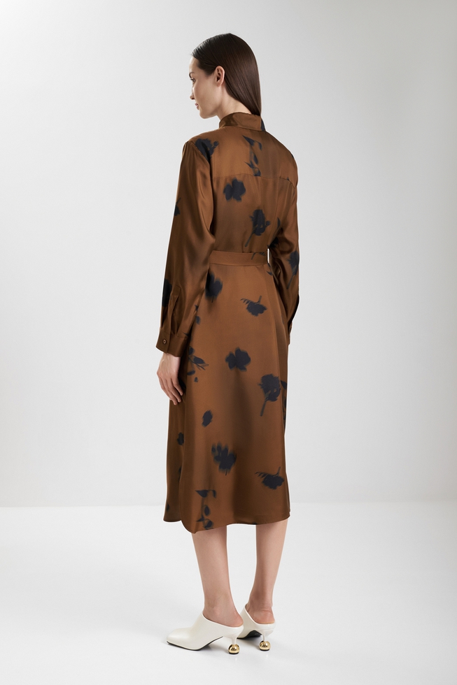  Шелковое платье-рубашка с принтом  2