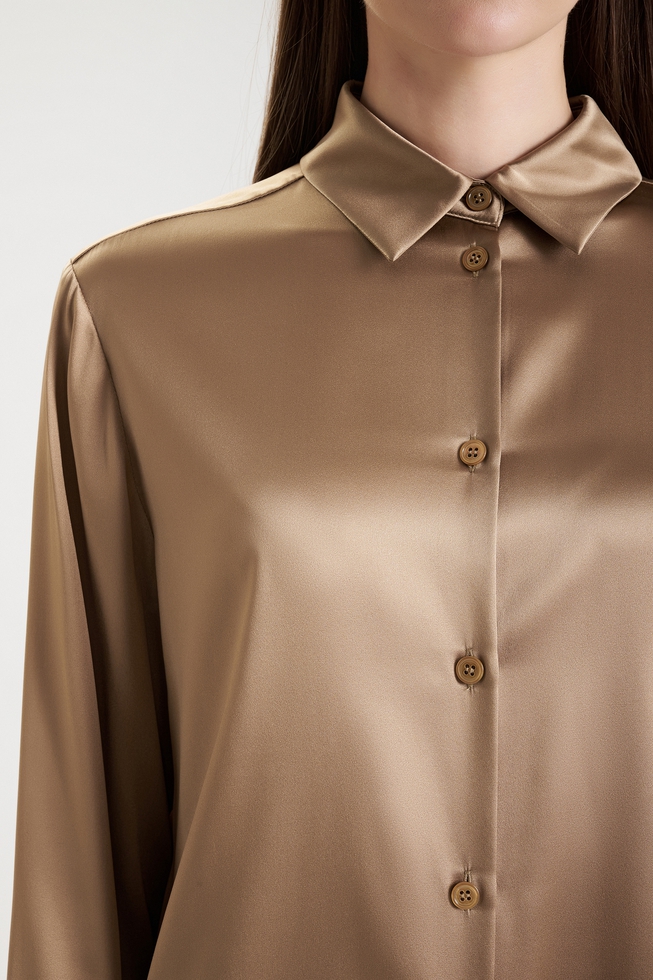  Шелковая блузка с длинным рукавом  4