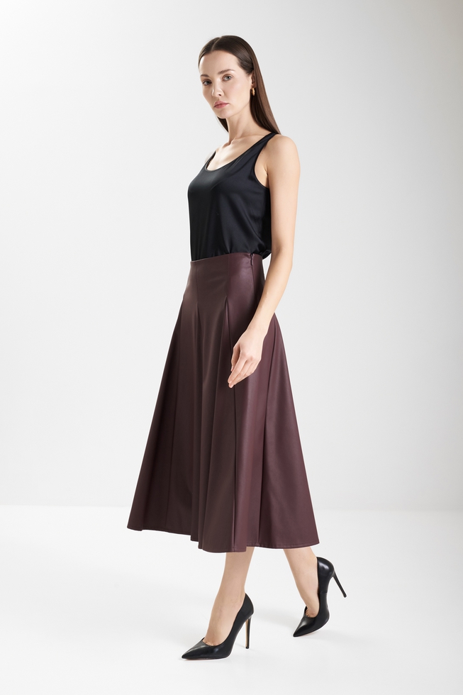  Юбка миди из эко-кожи  3