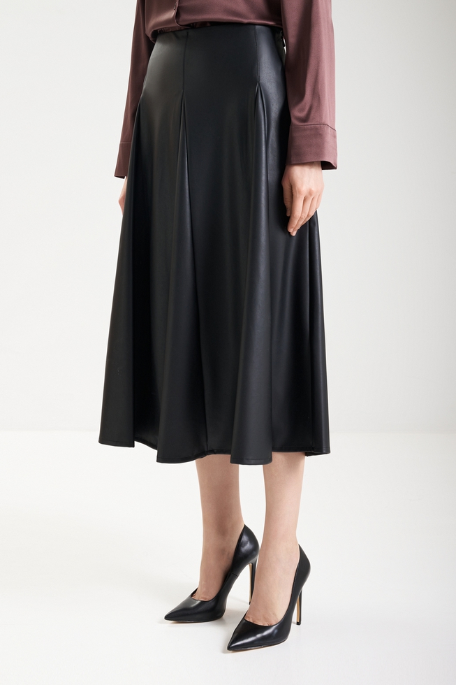 Юбка миди из эко-кожи  1