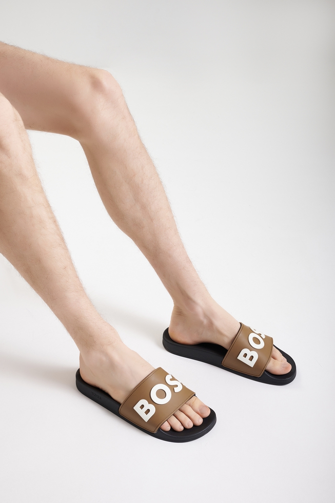 Мужские коричневые шлепанцы  5