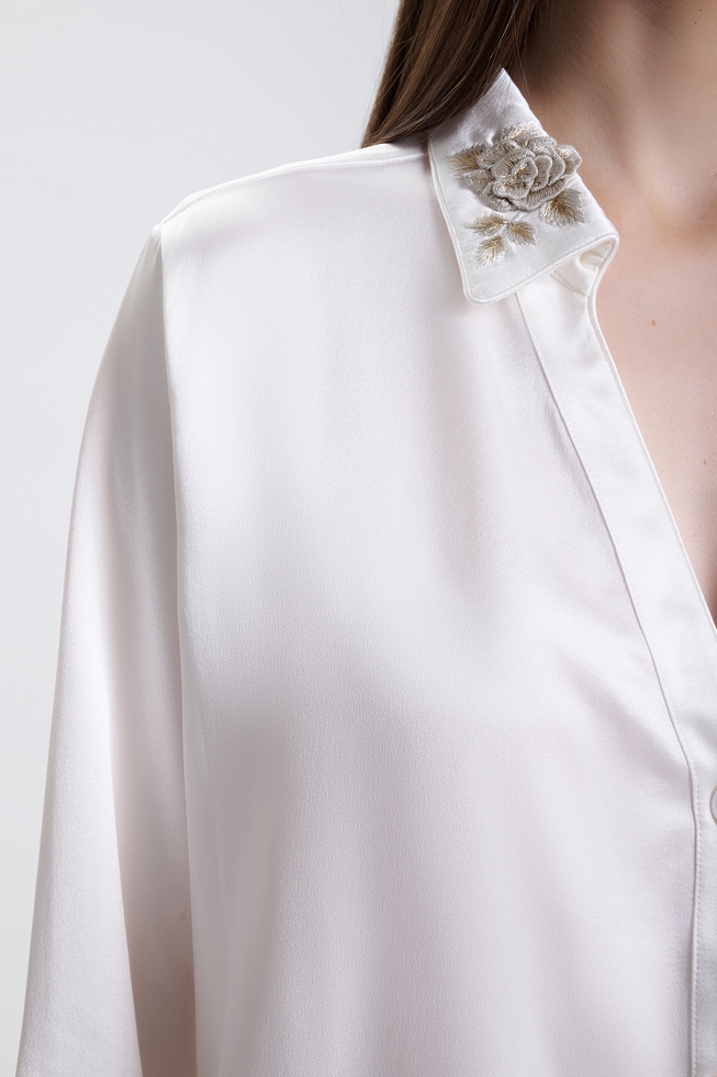  Женская шелковая пижама с брюками  5