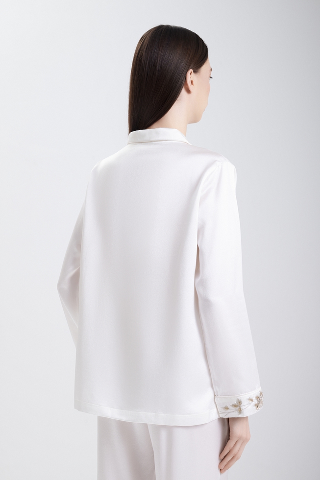  Женская шелковая пижама с брюками  4