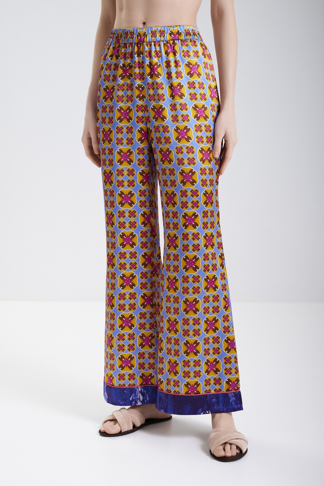  Женская шелковая пижама с брюками  6