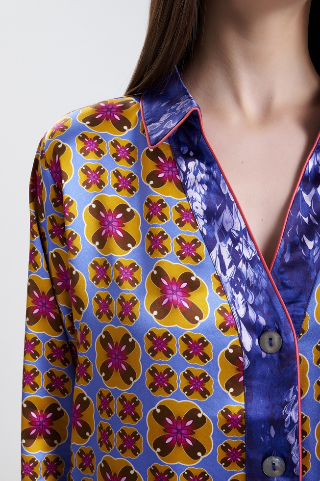  Женская шелковая пижама с брюками  5