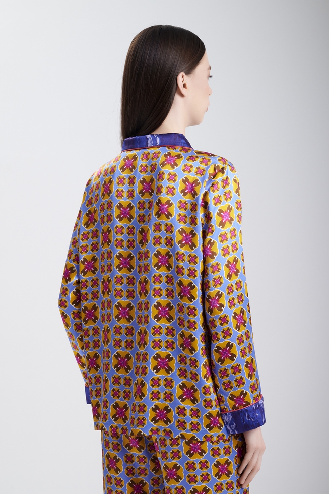  Женская шелковая пижама с брюками  4