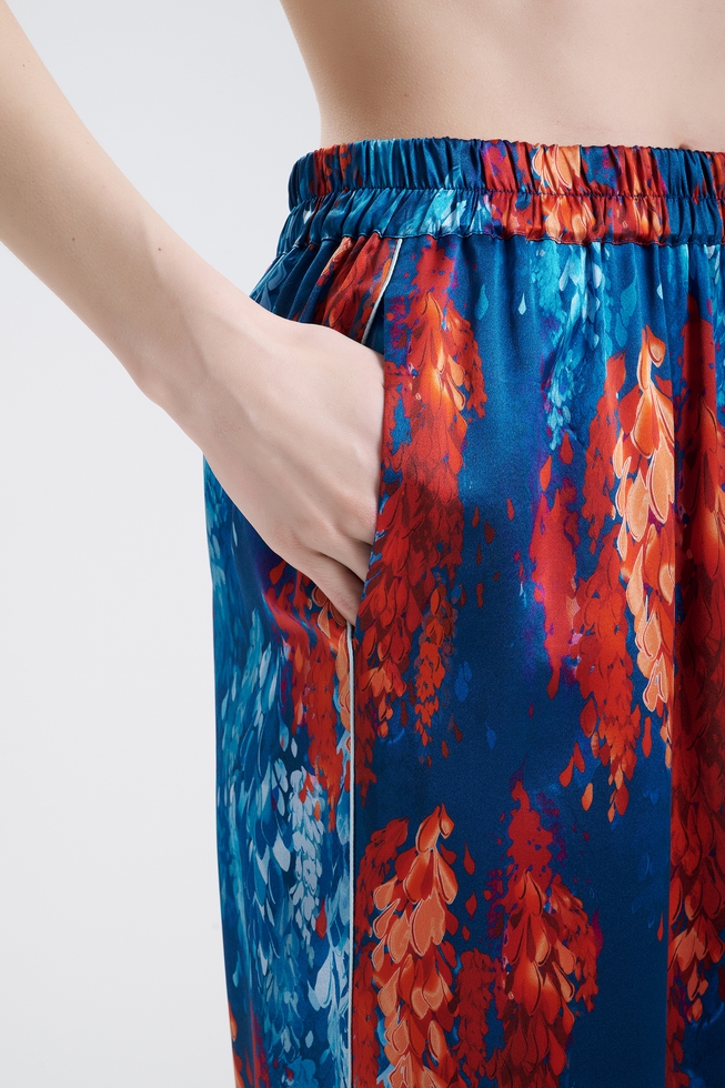  Женская шелковая пижама с брюками  8