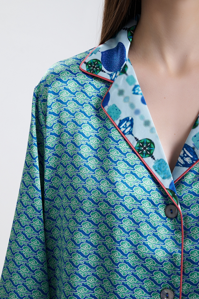  Женская шелковая пижама с брюками  5