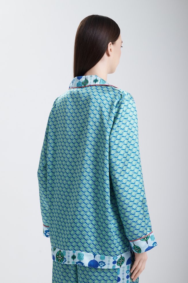  Женская шелковая пижама с брюками  4