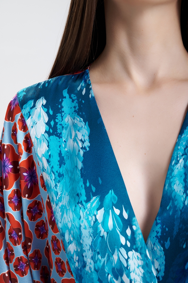  Женский длинный шелковый халат с принтом  4