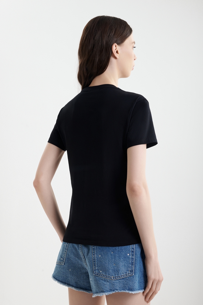 Женская хлопковая футболка со стразами 2