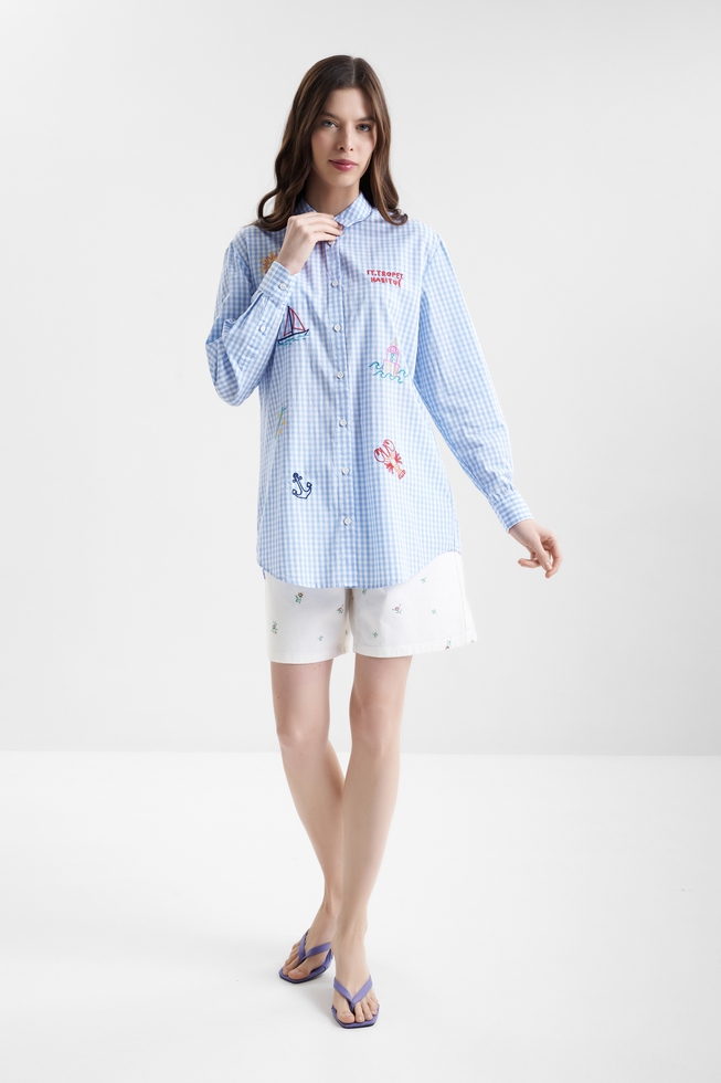 Блузка из хлопка с вышивкой  3