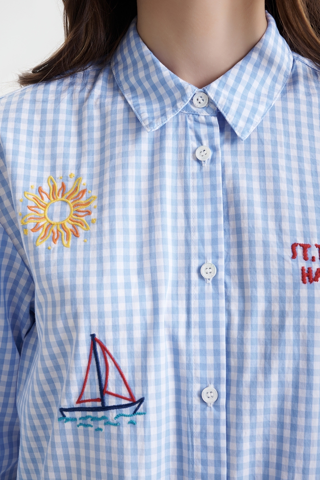 Блузка из хлопка с вышивкой  4