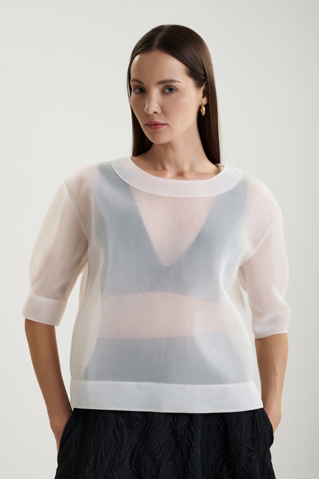 Блузка с коротким рукавом из воздушного материала  1