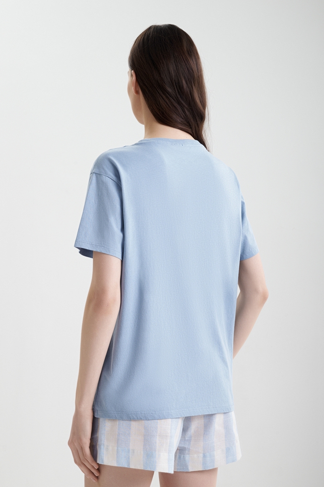 Женская хлопковая футболка со стразами  2