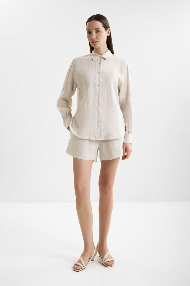 Рубашка женская из льна с длинным рукавом 3