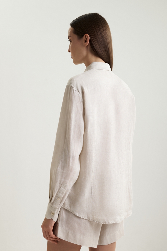 Рубашка женская из льна с длинным рукавом 2