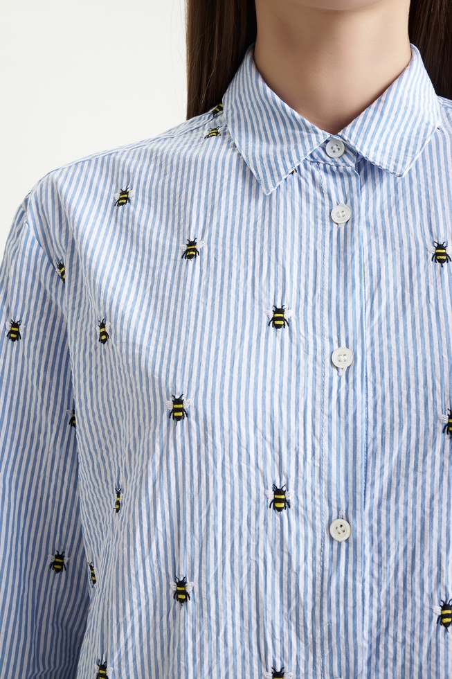 Хлопковая блузка с длинным рукавом 4