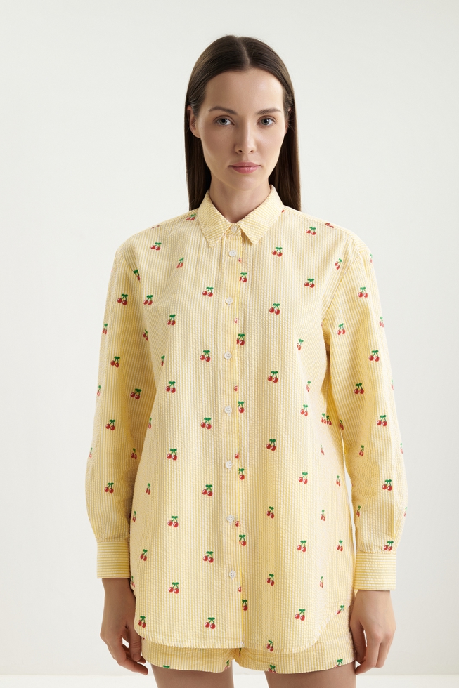 Хлопковая блуза с длинным рукавом 1