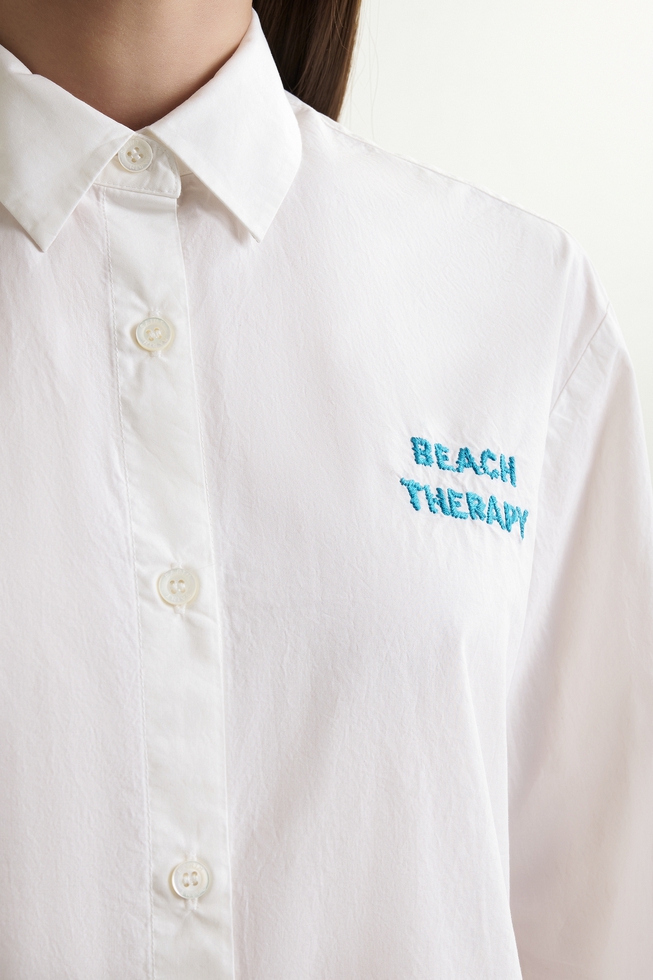 Хлопковая блузка с длинным рукавом 4