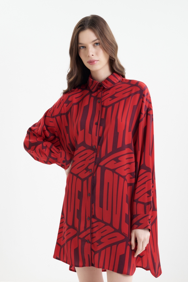 Женский халат-рубашка с принтом   3