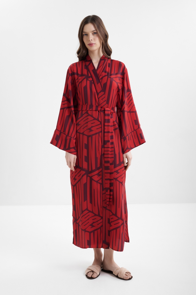 Женский длинный халат с принтом  1