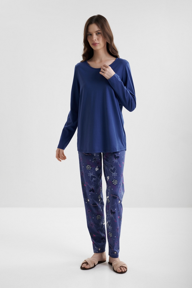 Женская хлопковая пижама с брюками 1