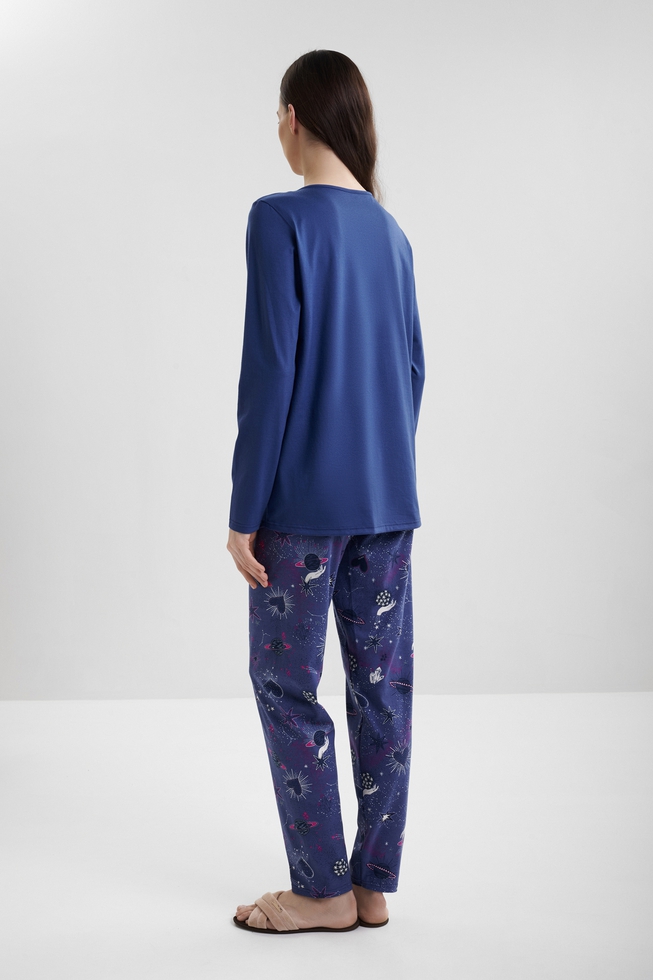 Женская хлопковая пижама с брюками 2