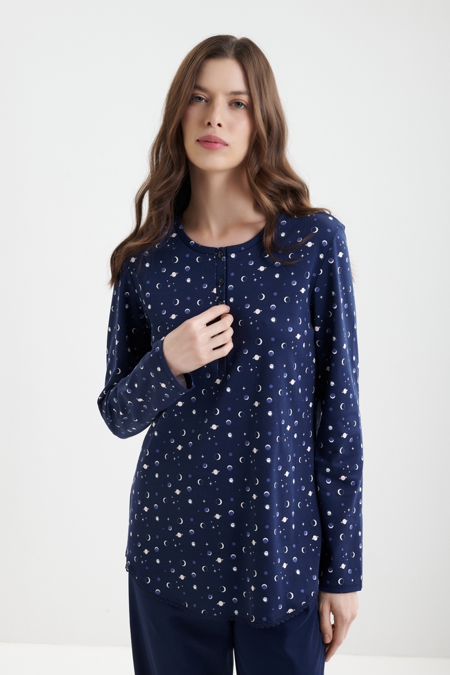 Женская хлопковая пижама с брюками 3