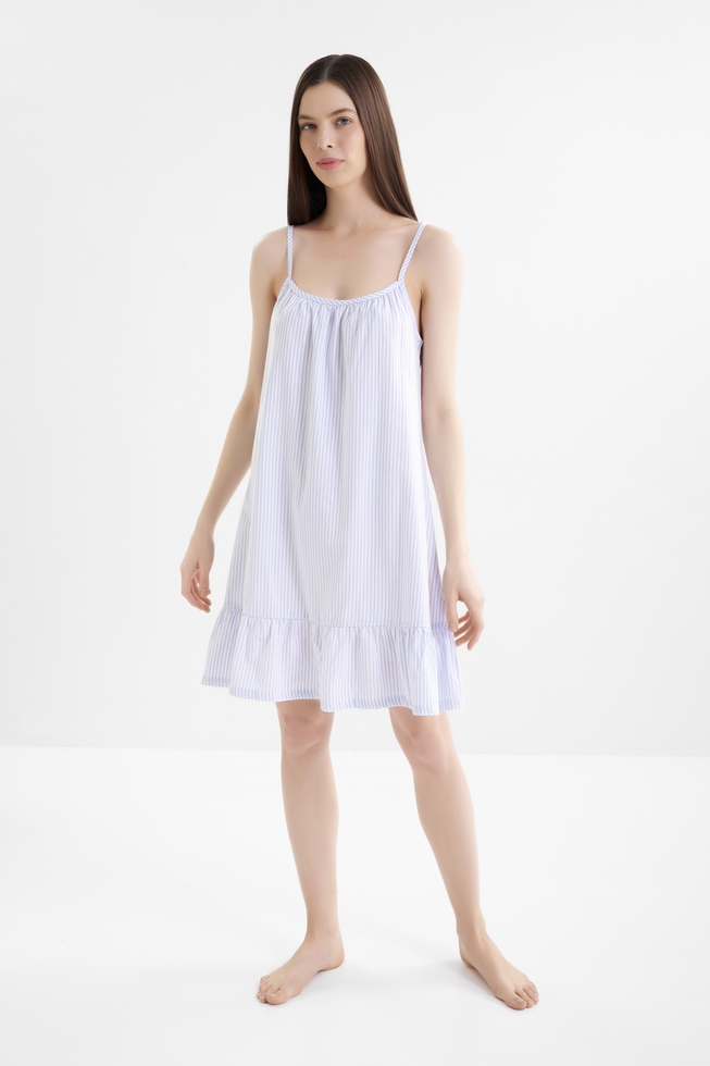 Женское короткое пляжное платье в полоску 1