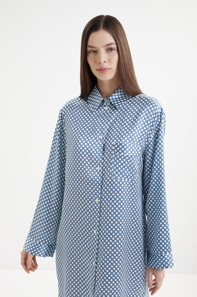 Женский шелковый халат на пуговицах 3