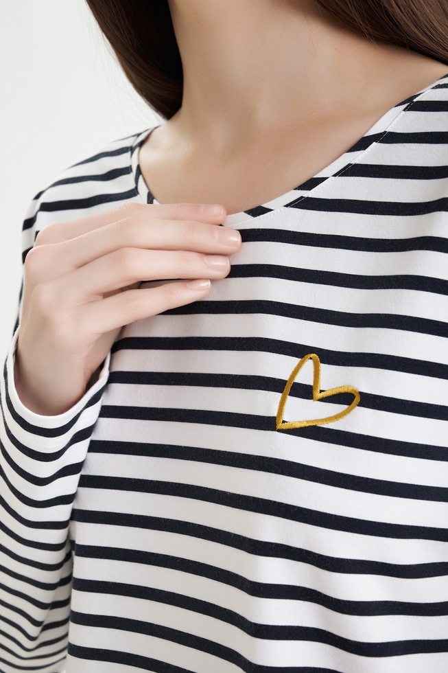  Женский домашний лонгслив в полоску  4