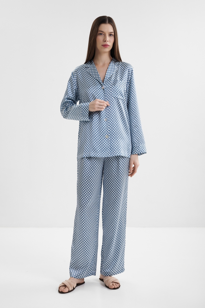Женская шелковая пижама с брюками 1