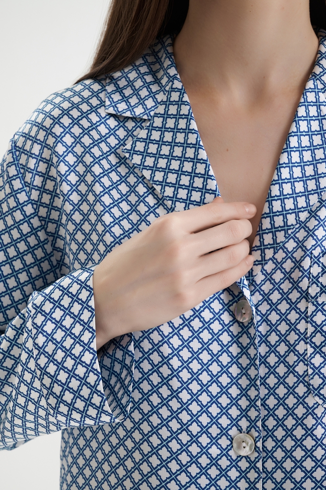 Женская шелковая пижама с брюками 5