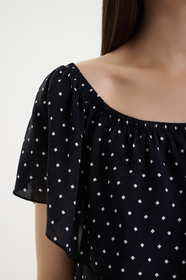  Короткое пляжное платье в горошек  5