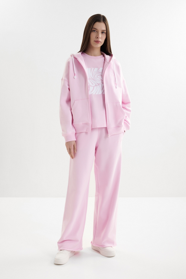  Женская хлопковая розовая толстовка  3