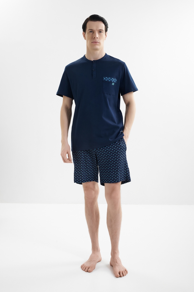 Мужская хлопковая пижама с шортами 1