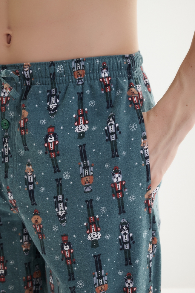 Мужская хлопковая пижама с брюками 8