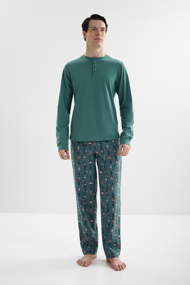 Мужская хлопковая пижама с брюками 1