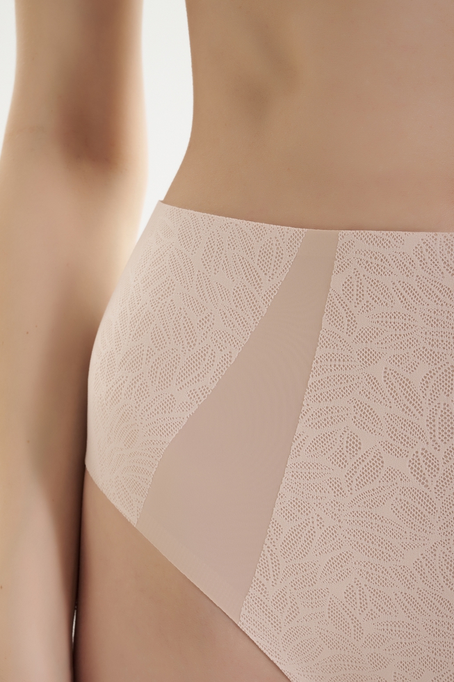  Женские бежевые высокие трусы-слипы  4