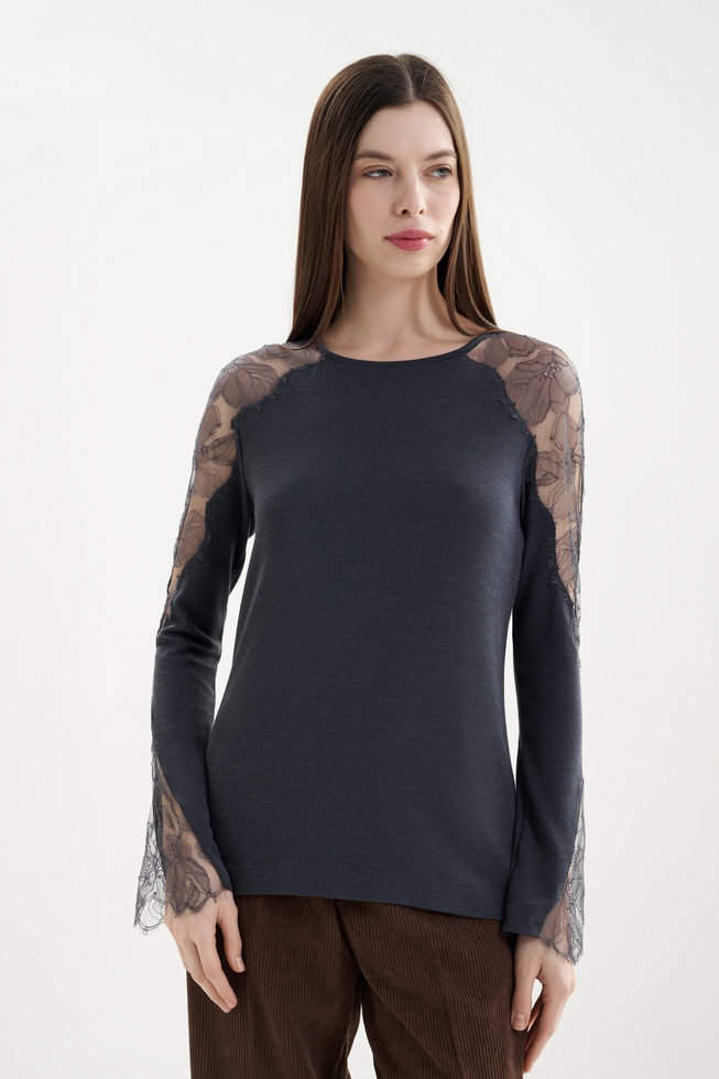 Блузка с длинным рукавом из шерсти 1