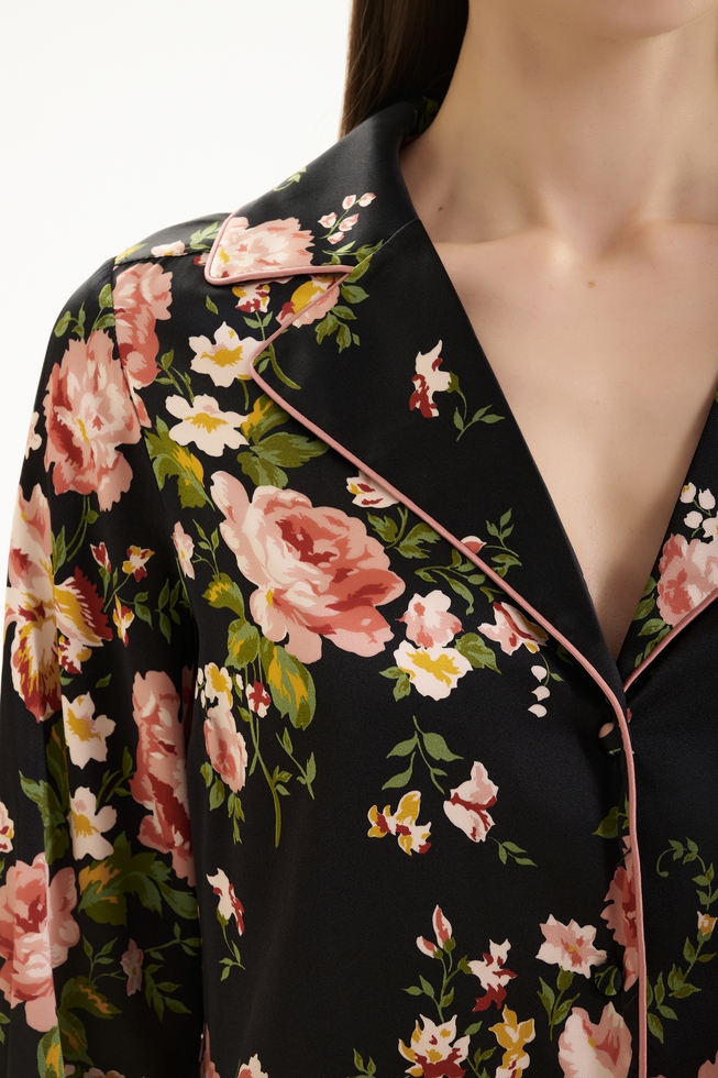 Женская шелковая пижама с брюками 5