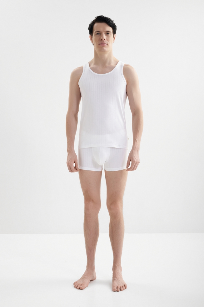 Мужская белая хлопковая майка  3