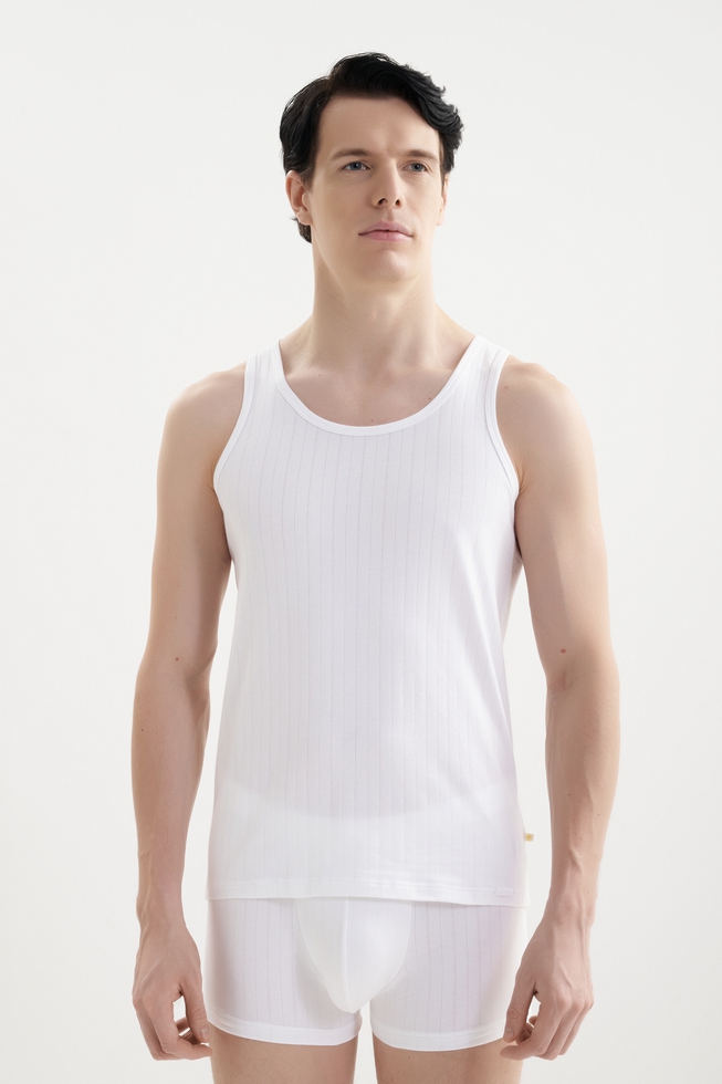 Мужская белая хлопковая майка  1