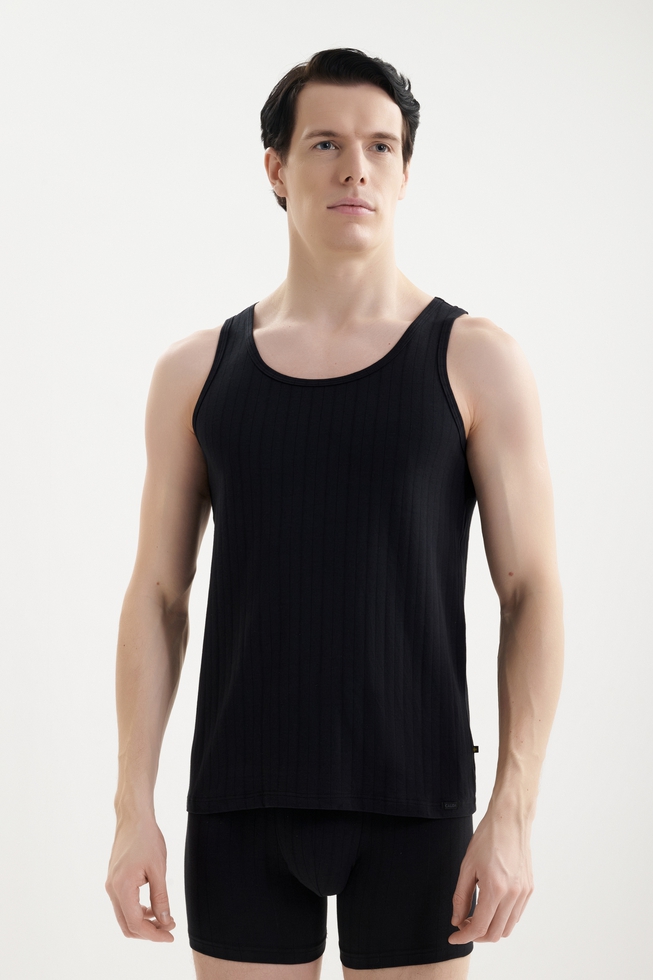 Мужская черная хлопковая майка 1