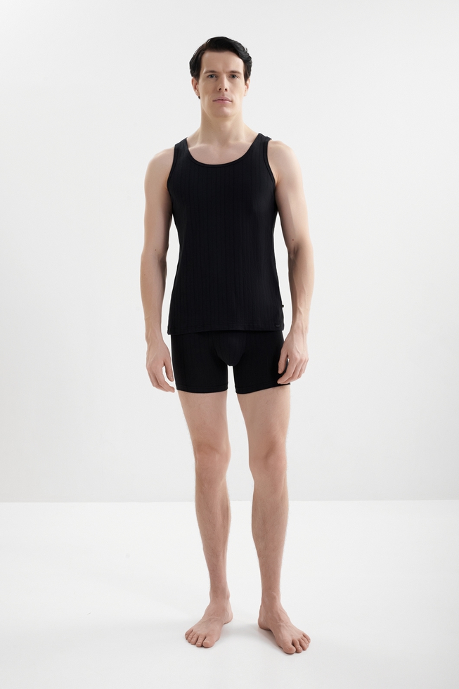 Мужская черная хлопковая майка 3