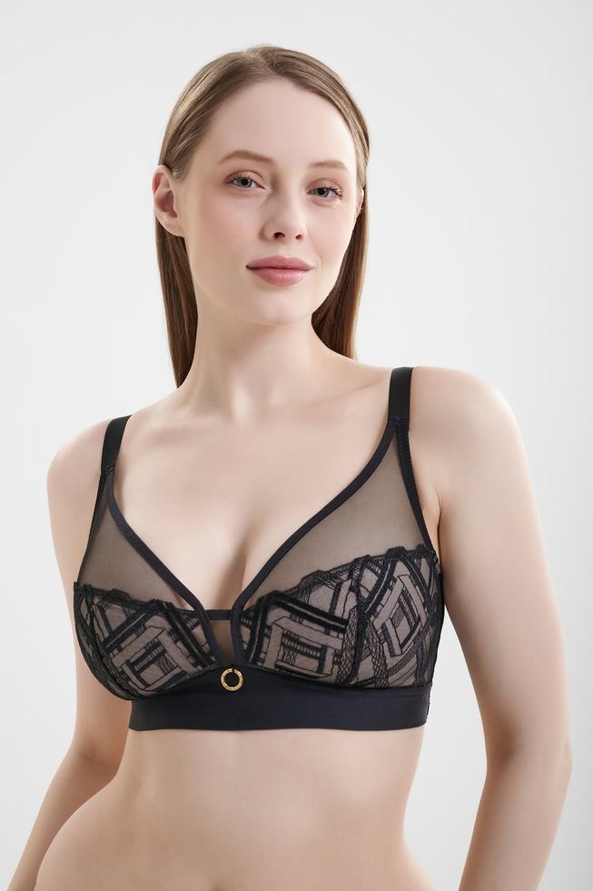 Черный бюстгальтер-топ без косточек с мягкими чашками 1